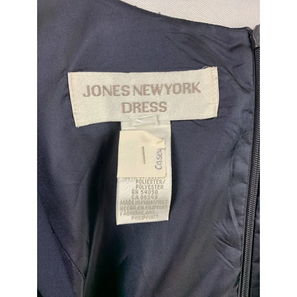 Jones New York Womens Navy Sleeveless Sheath Dress Size 14